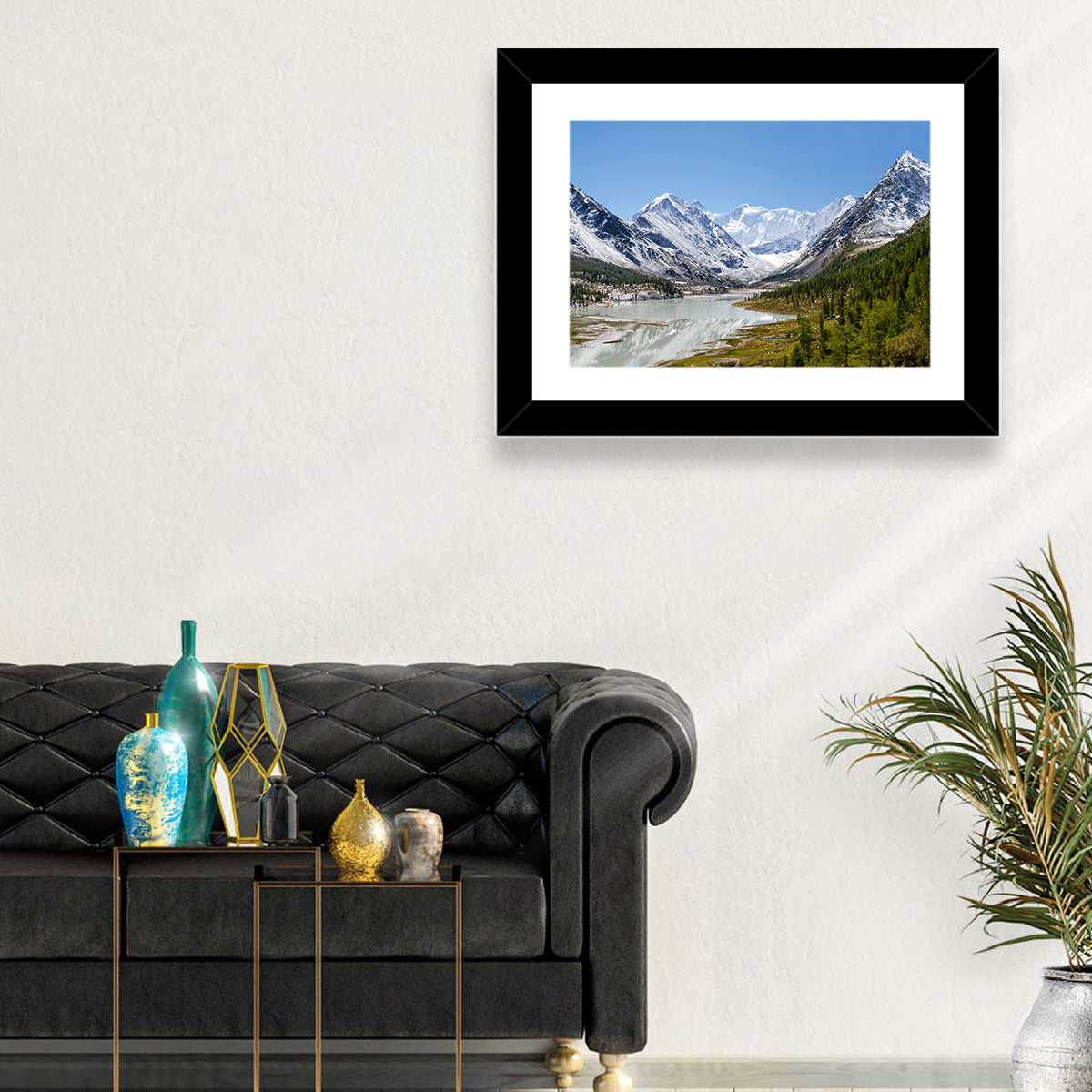 Akkem Lake Reflection Wall Art in a room, landscape