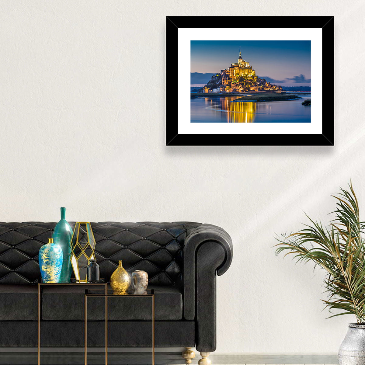 Mont Saint-michel at Dusk Wall Art in a room, landscape
