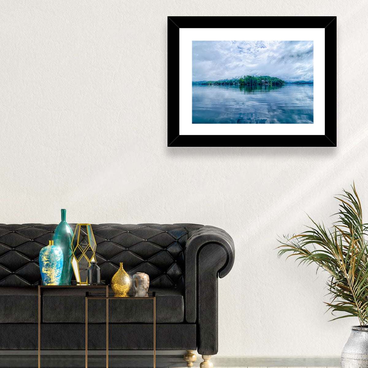 Lake Santeetlah Reflection Wall Art in a room, landscape