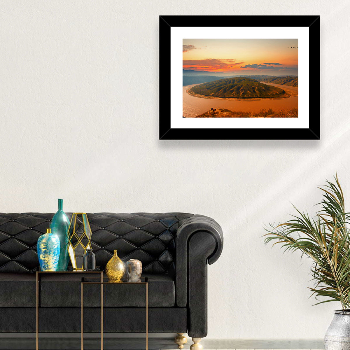 Yellow River Qianshan Bend Wall Art in a room, landscape