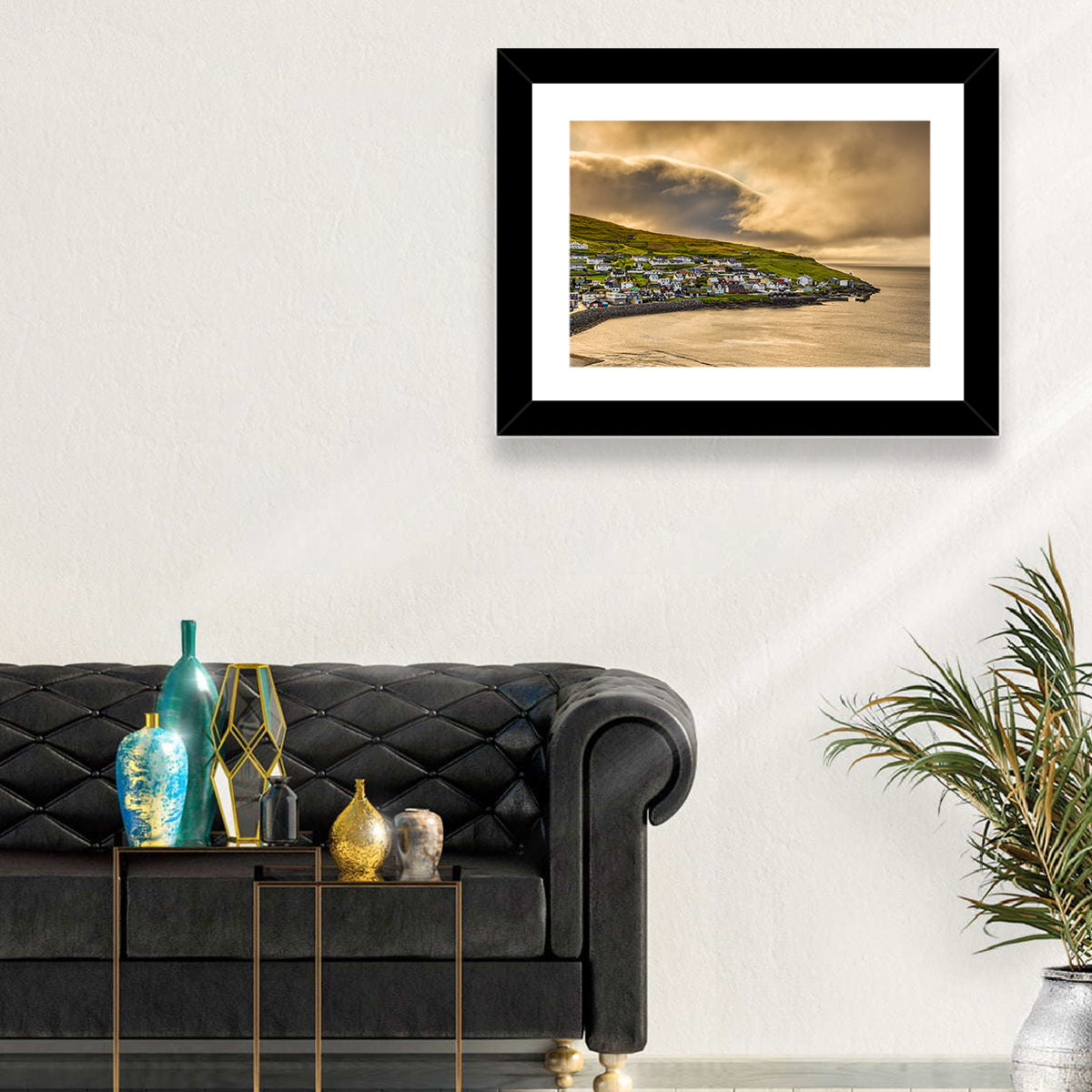 Coastal Village at Golden Hour Wall Art