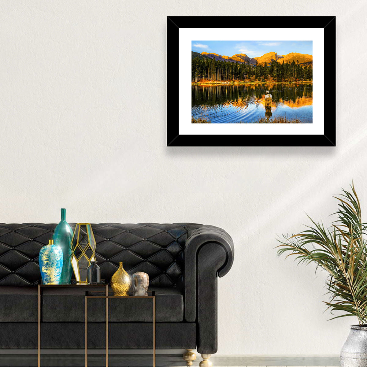 Sunrise Fishing at Sprague Lake Wall Art in a room, landscape