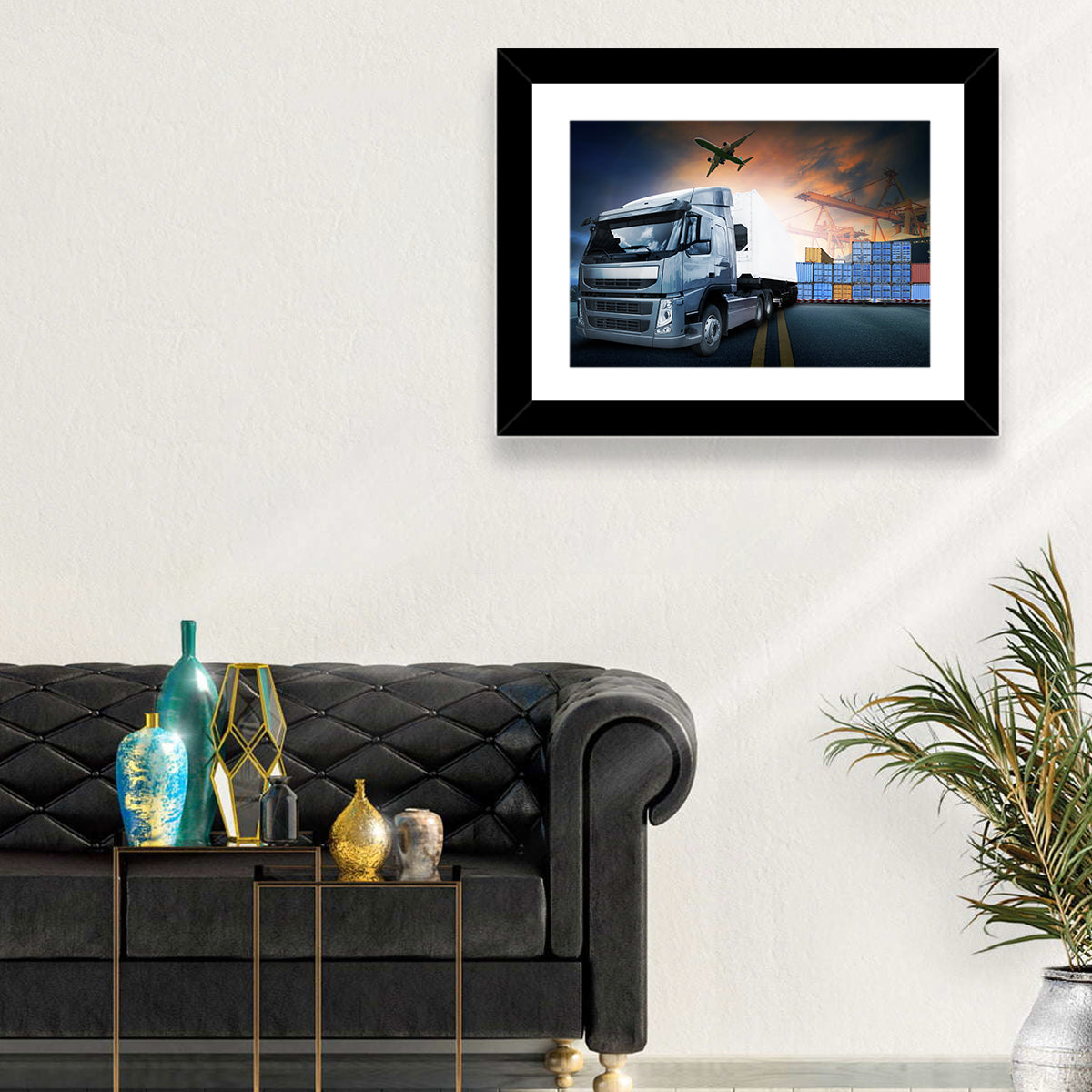 Sunset Freight Terminal Truck Scene Wall Art