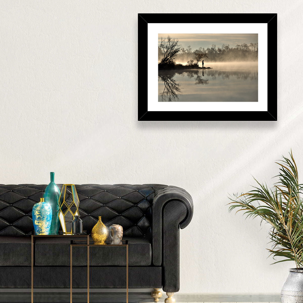 Centennial Lake Mist Wall Art in a room, landscape