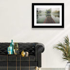 Wooden Pier on Foggy Lake Wall Art