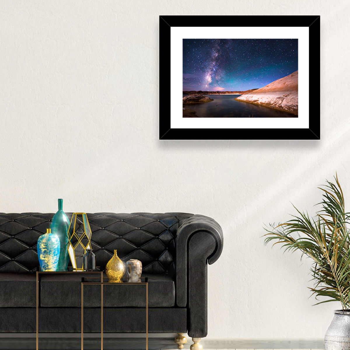 Lake Powell Night Sky Wall Art in a room, landscape