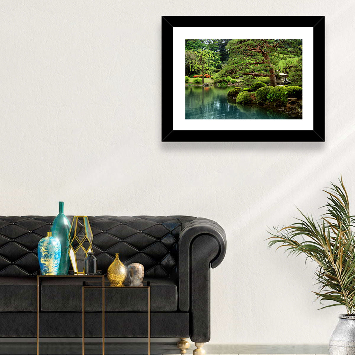 Bonsai Pine Over Tranquil Pond Wall Art