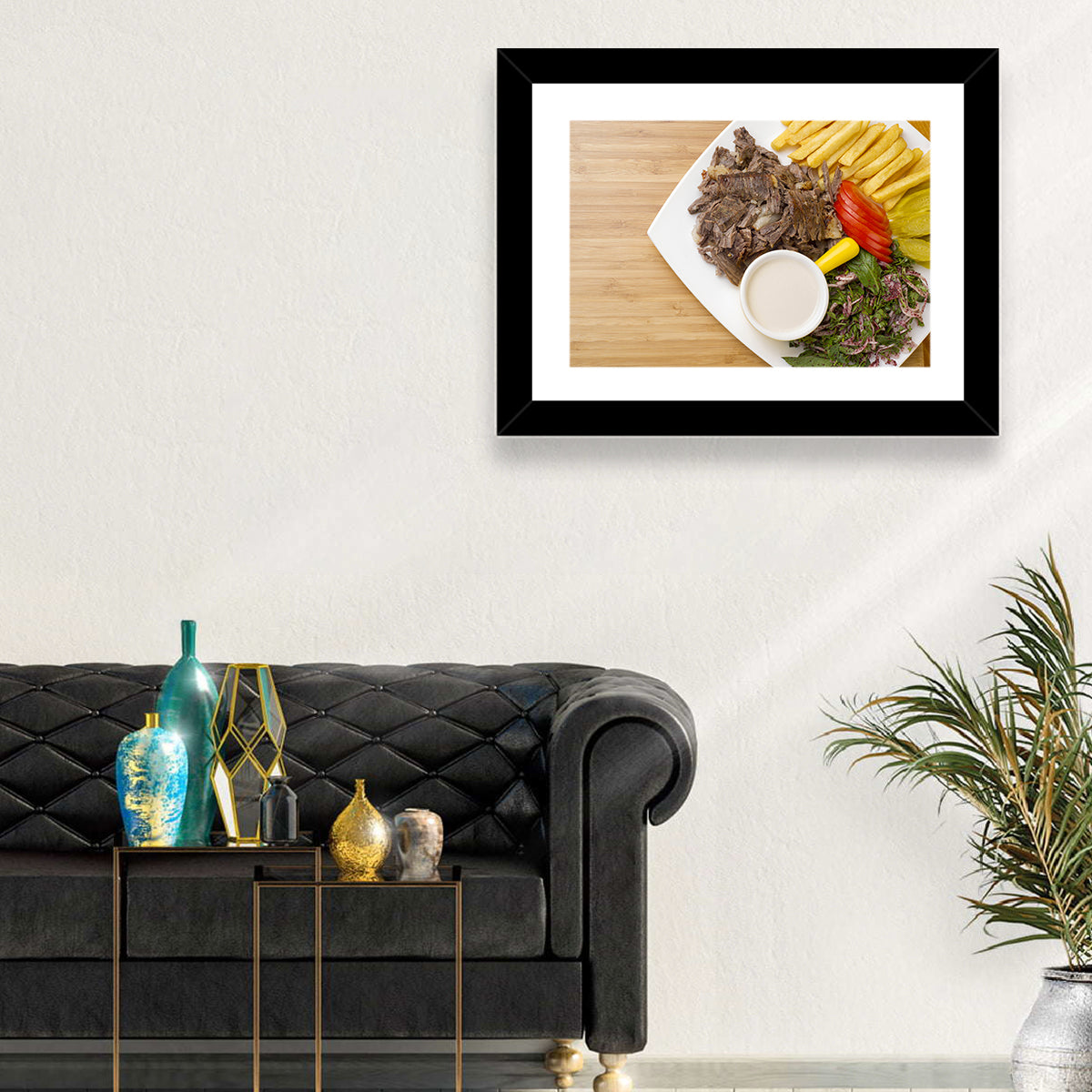 Shawarma and Fries Flat Lay Wall Art in a room, landscape