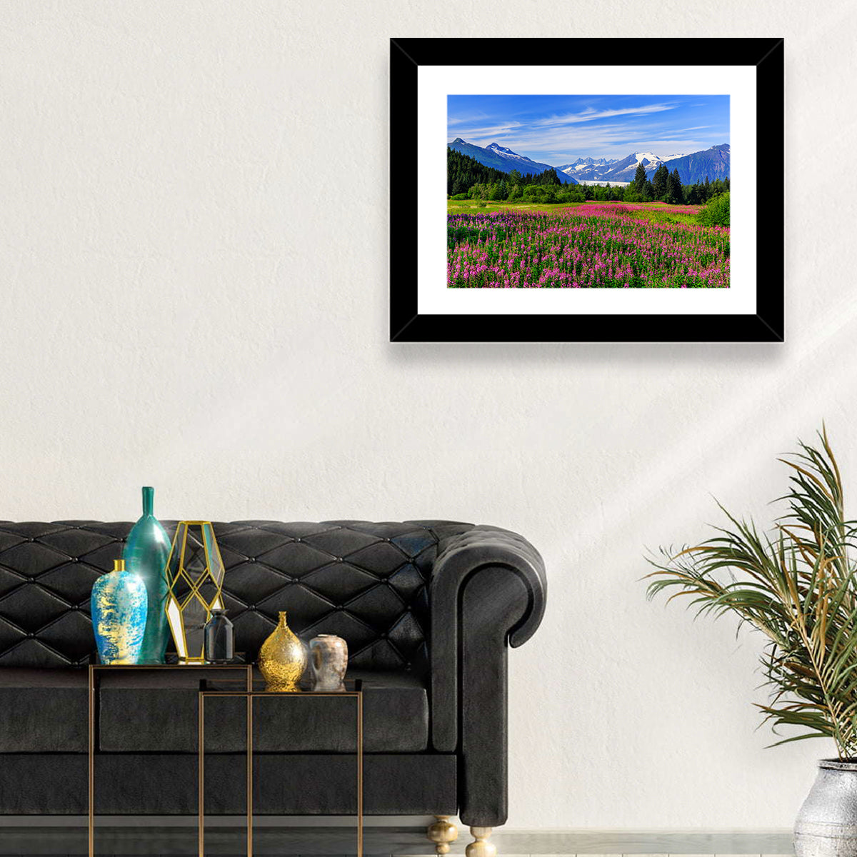 Juneau Meadow with Mendenhall Glacier Wall Art in a room, landscape