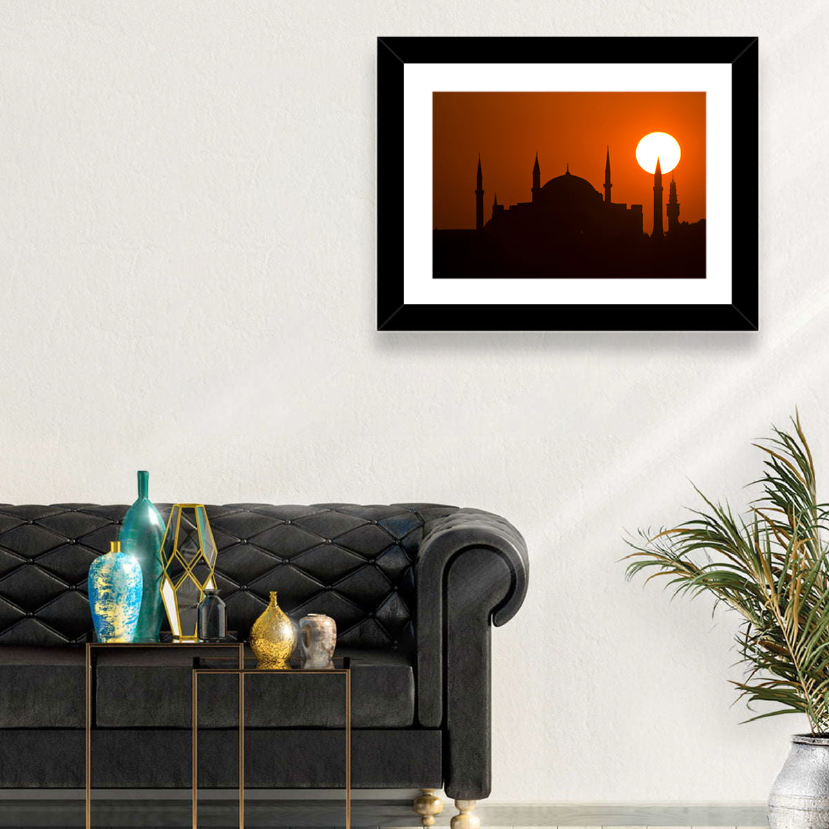 Hagia Sophia Silhouette at Sunset Wall Art in a room, landscape