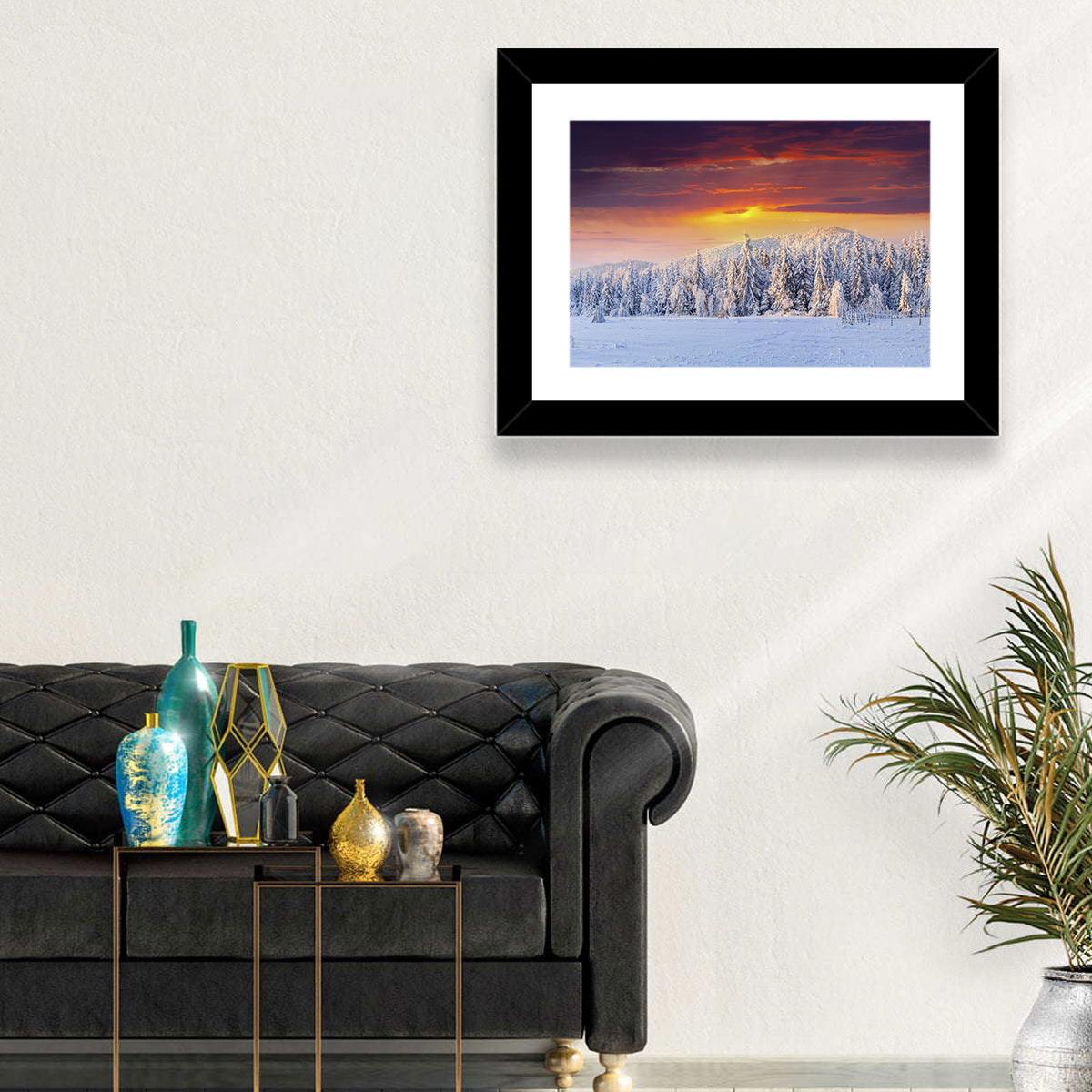 Snowy Forest Sunset Wall Art