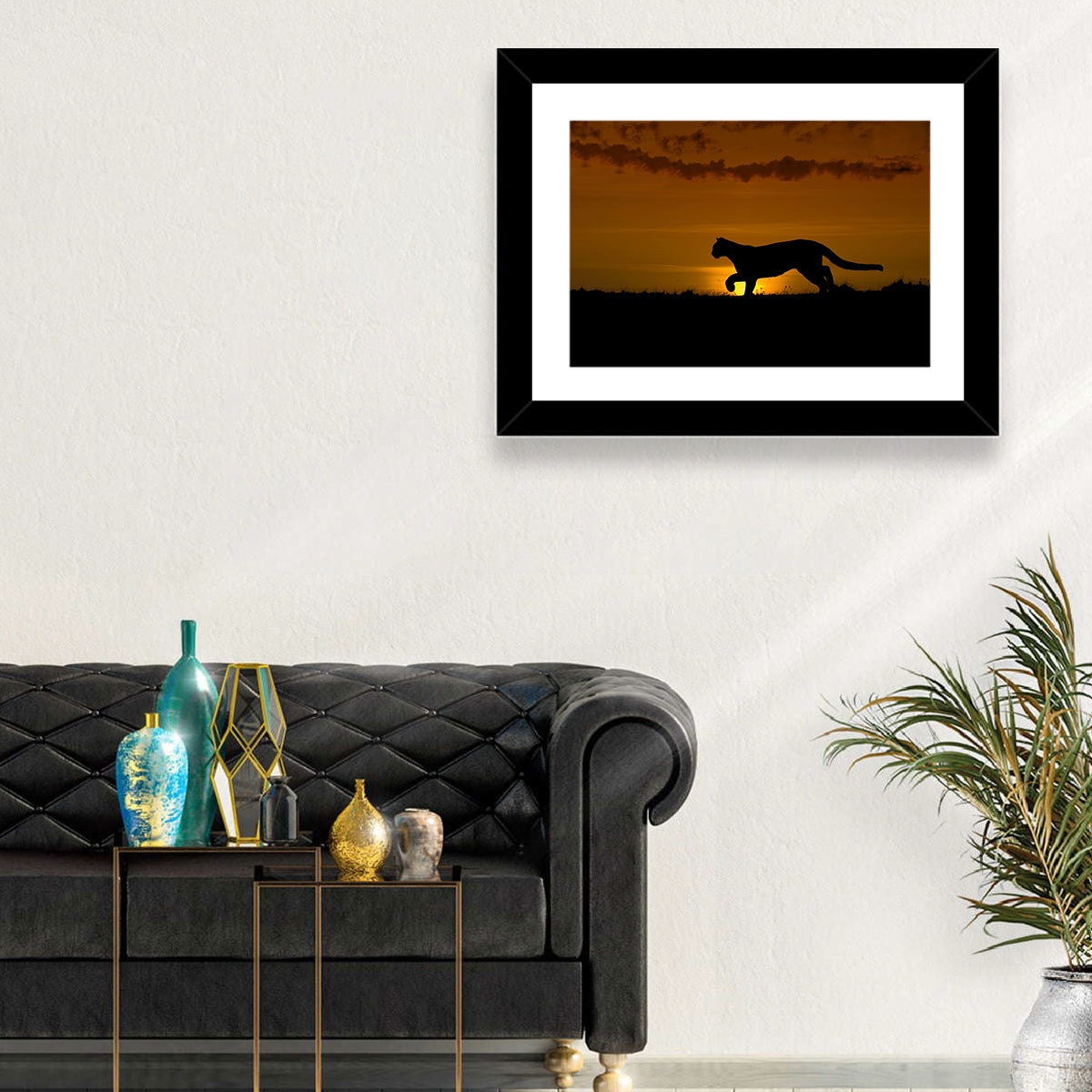 Cougar Silhouette at Sunset Wall Art