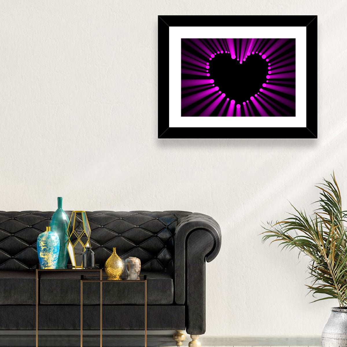 Glowing Heart Wall Art in a room, landscape