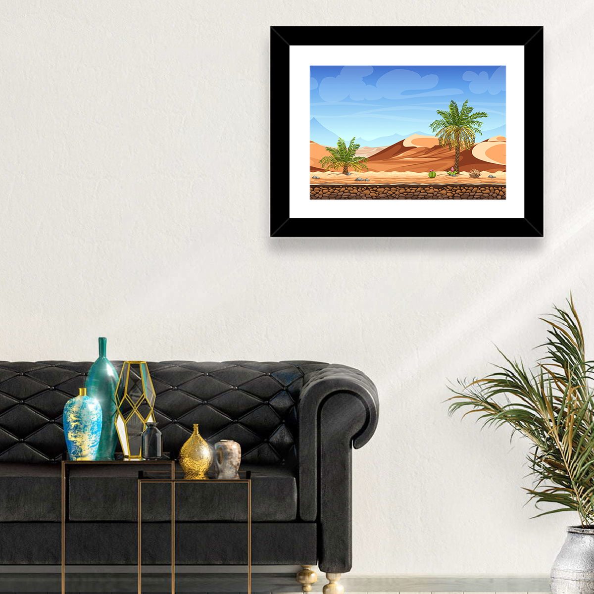 Digital Desertscape Wall Art in a room, landscape