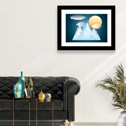 Snowy Mountain Illustration Wall Art
