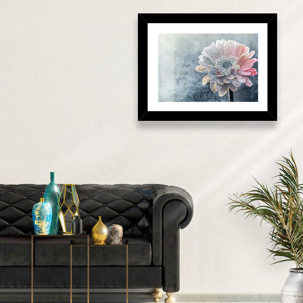 Winter Gerbera with Golden Script Wall Art