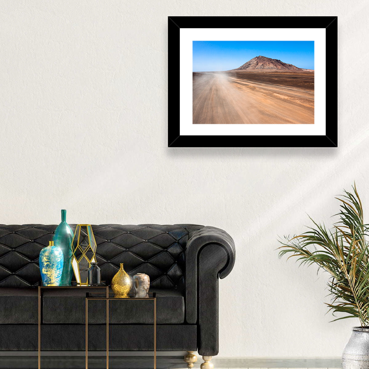 Cabo Verde Crater Road Wall Art in a room, landscape