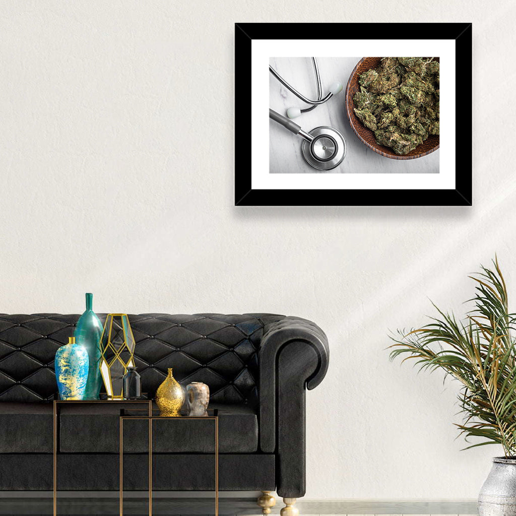 Stethoscope and Medical Cannabis Still Life Wall Art
