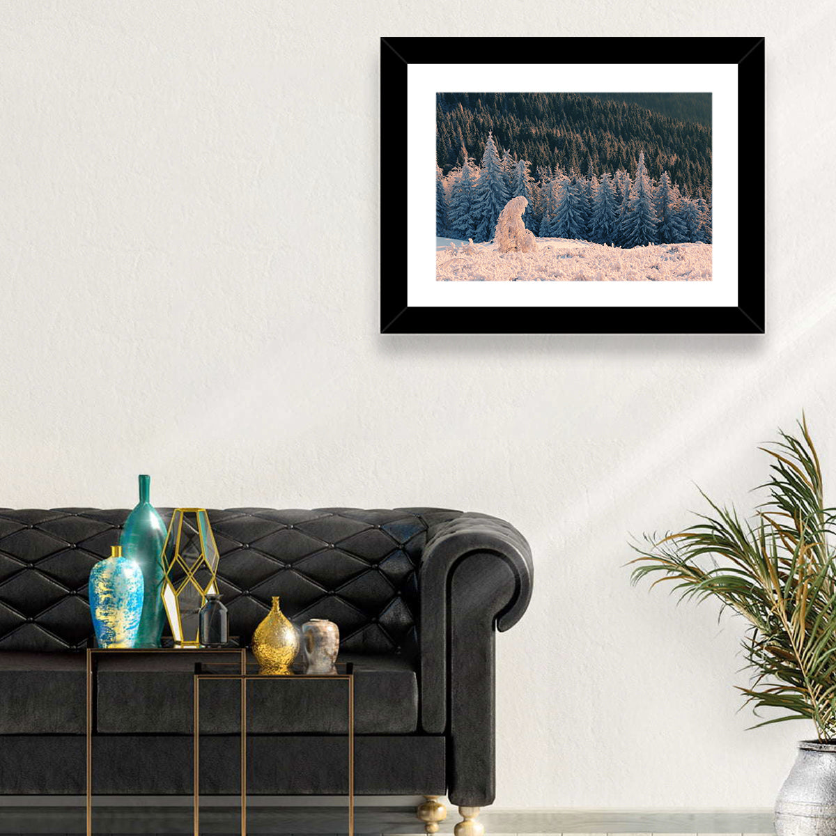 Carpathian Forest at Golden Hour Wall Art in a room, landscape