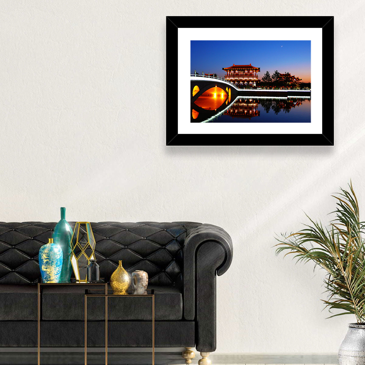 Tang Paradise Nightscape Wall Art in a room, landscape