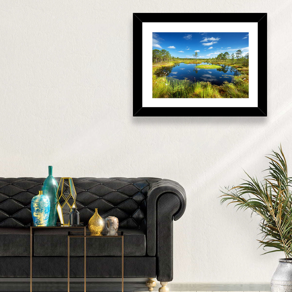 Viru Bogs Reflections Wall Art in a room, landscape