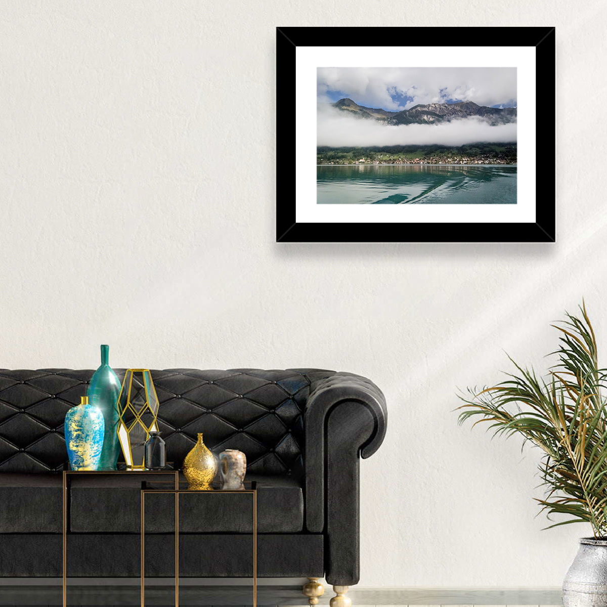 Lake Brienz Reflection Wall Art in a room, landscape