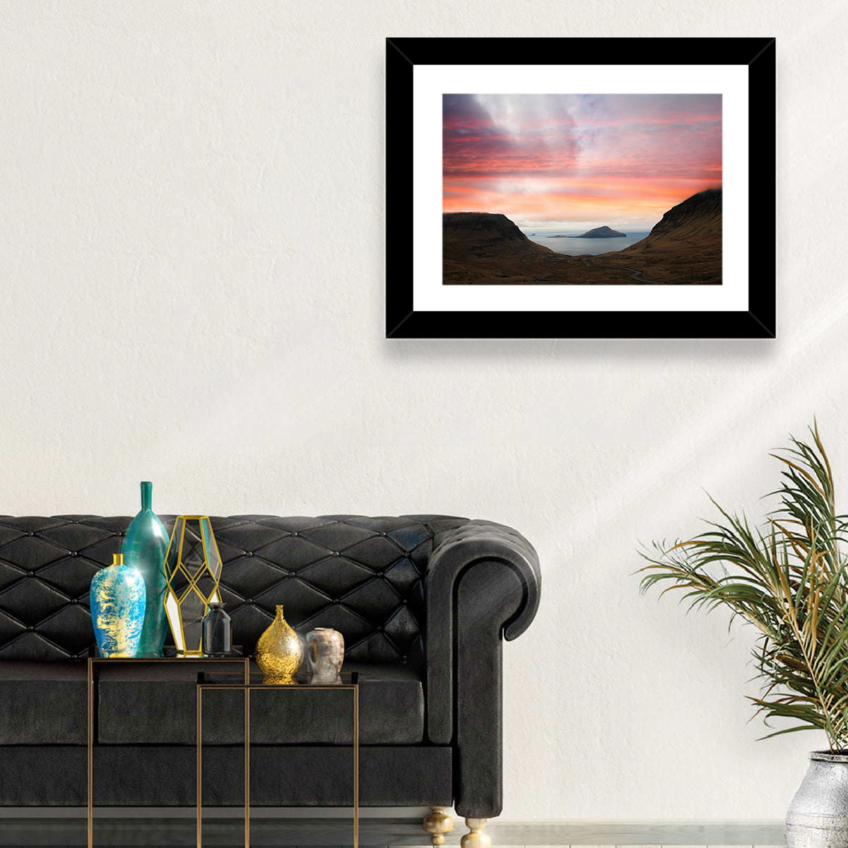 Klakkur Dusk Over Kalsoy Wall Art in a room, landscape