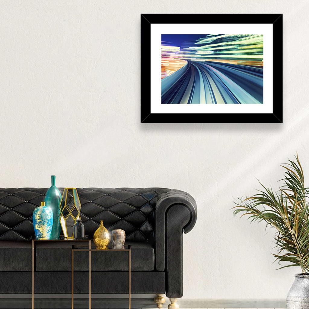 Curved Monorail Light Trails Wall Art