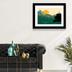 Geometric Mountain Forest Sunrise Wall Art