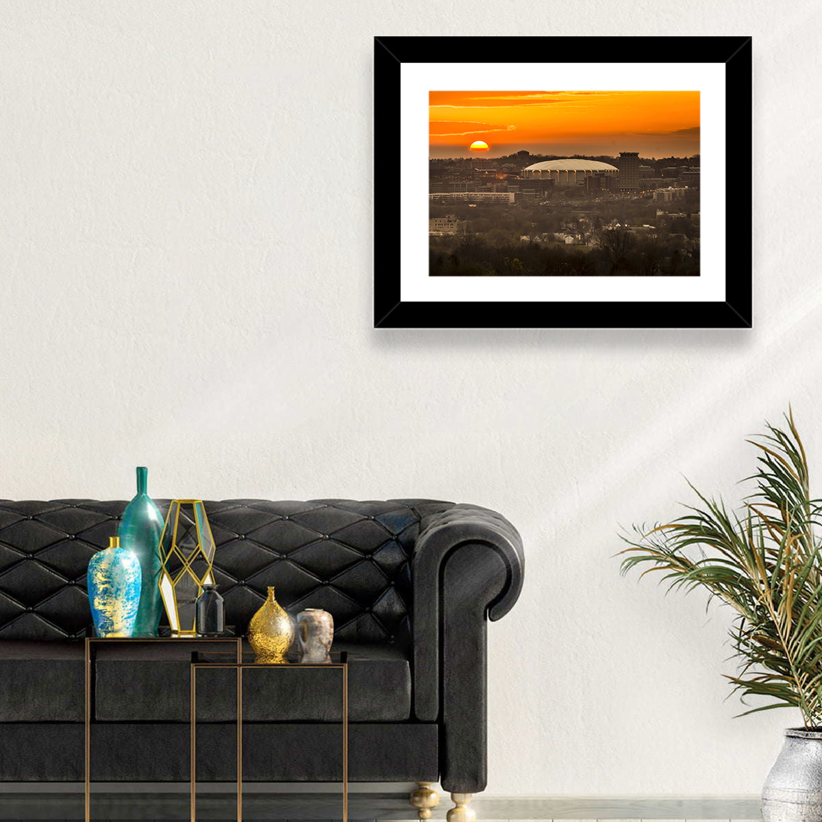 Syracuse University Hill Skyline Wall Art in a room, landscape