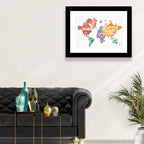Colorful Country Name World Map Wall Art