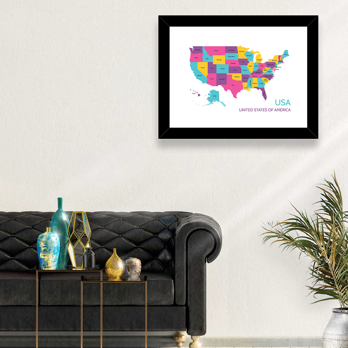 Detailed United States Map Wall Art