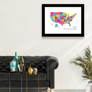 USA Detailed Map Wall Art