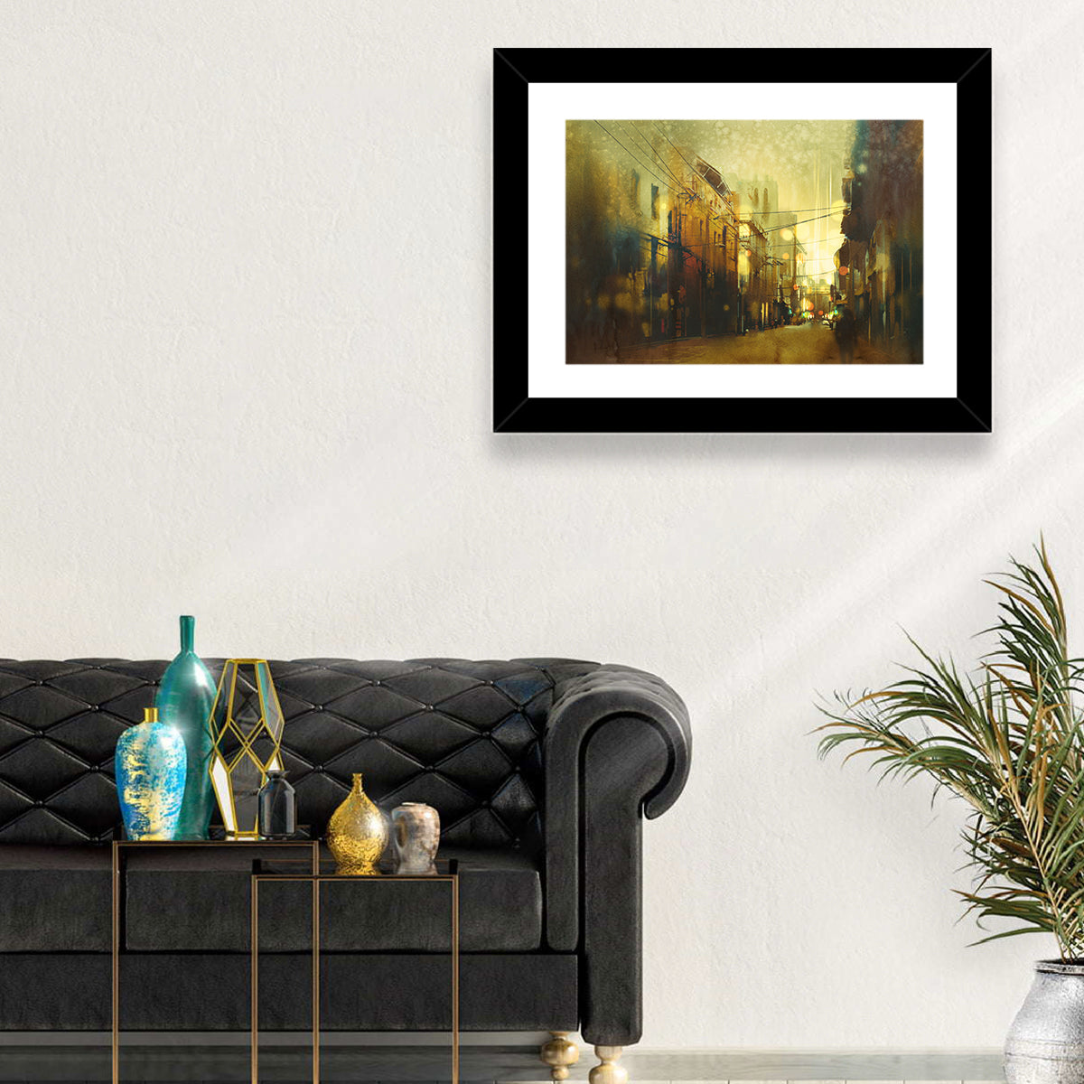 Golden Hour Urban Street Wall Art in a room, landscape