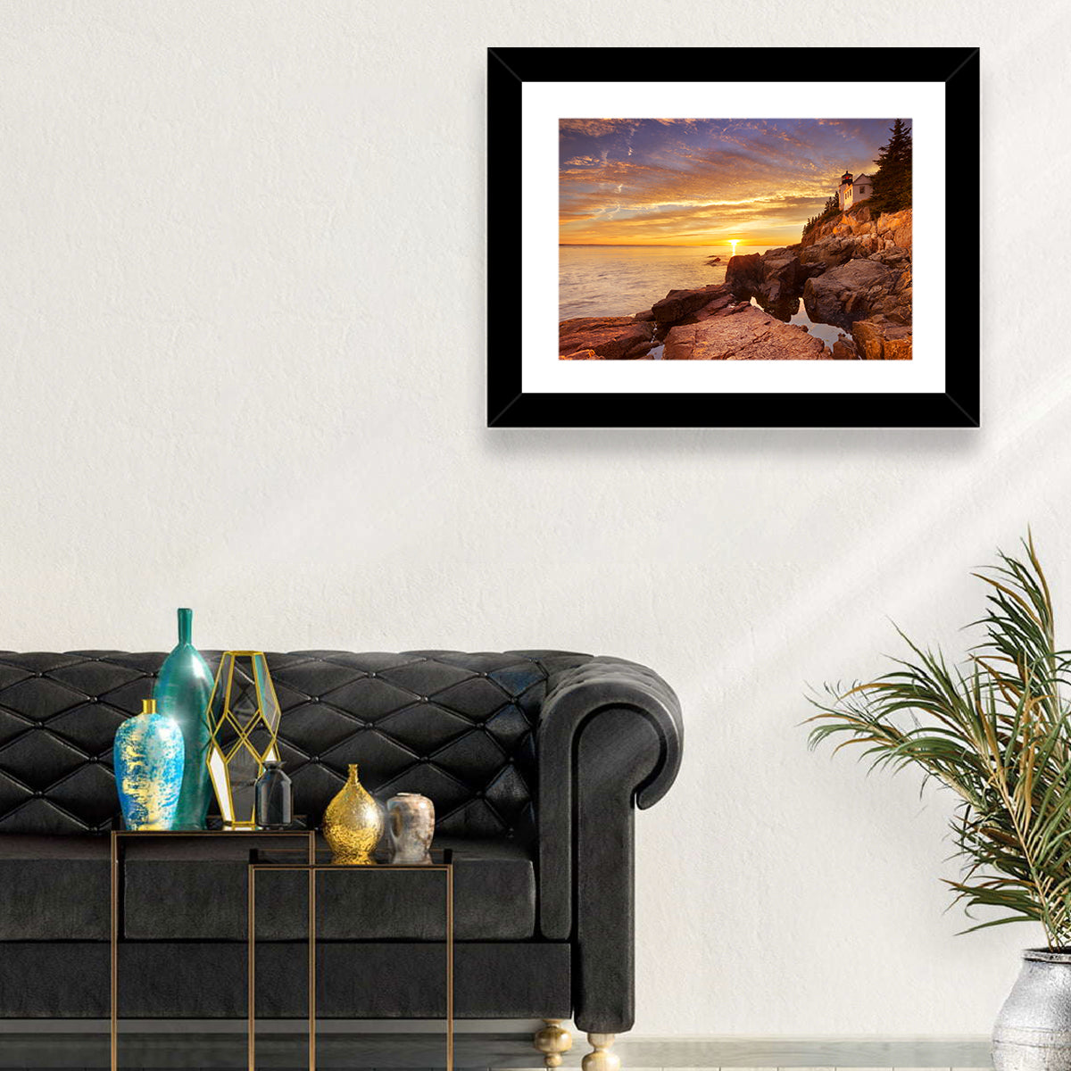 Bass Harbor Head Light at Sunset Wall Art in a room, landscape