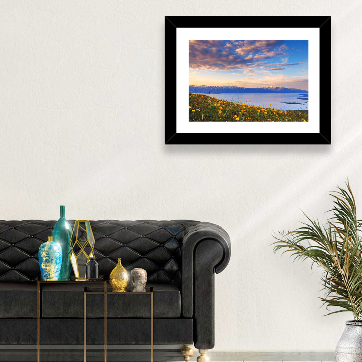 Abisko National Park Sunrise Wall Art in a room, landscape