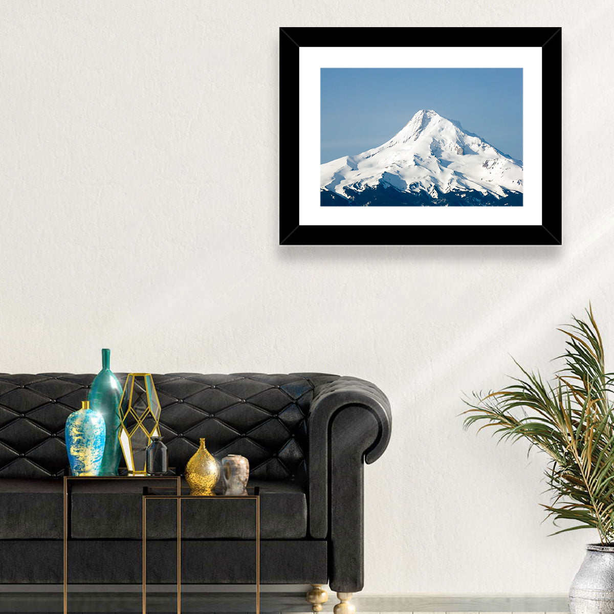 Mount Hood Winter Peak Wall Art in a room, landscape