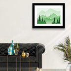 Misty Green Hills Illustration Wall Art