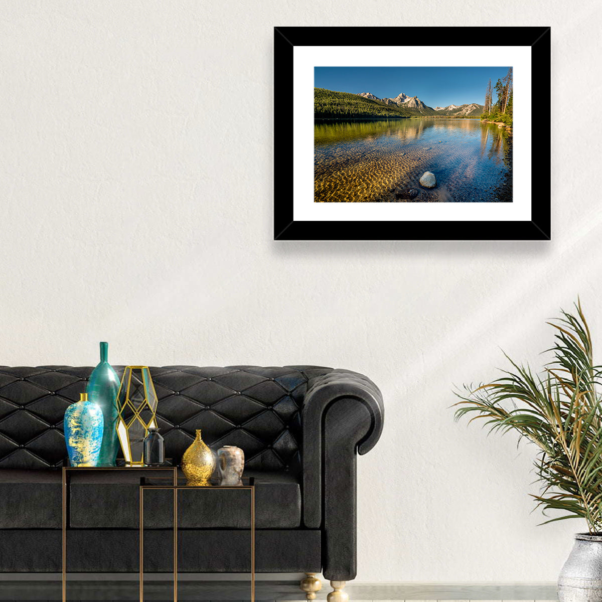Morning Light at Stanley Lake Wall Art in a room, landscape