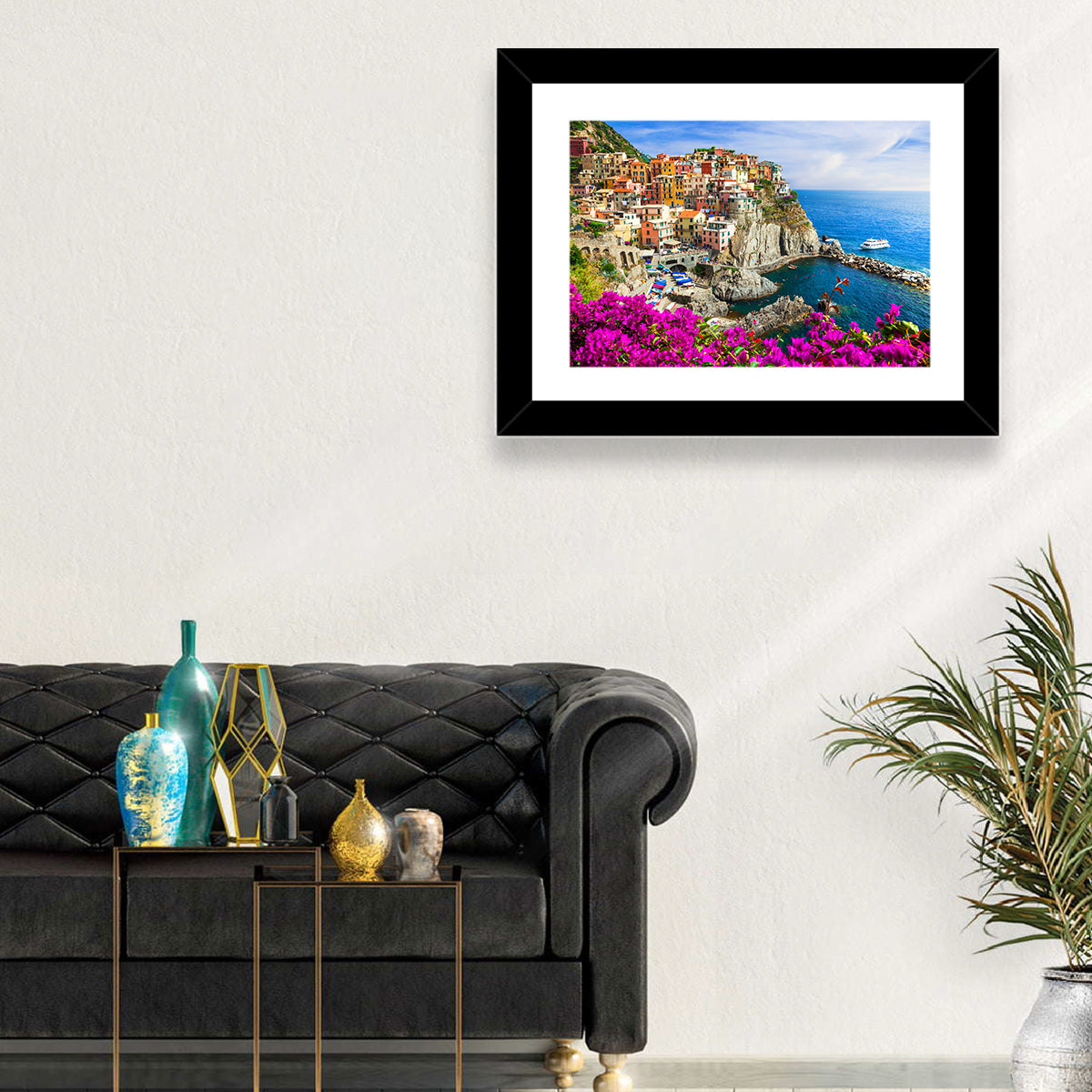 Manarola Cliffside Village Wall Art in a room, landscape