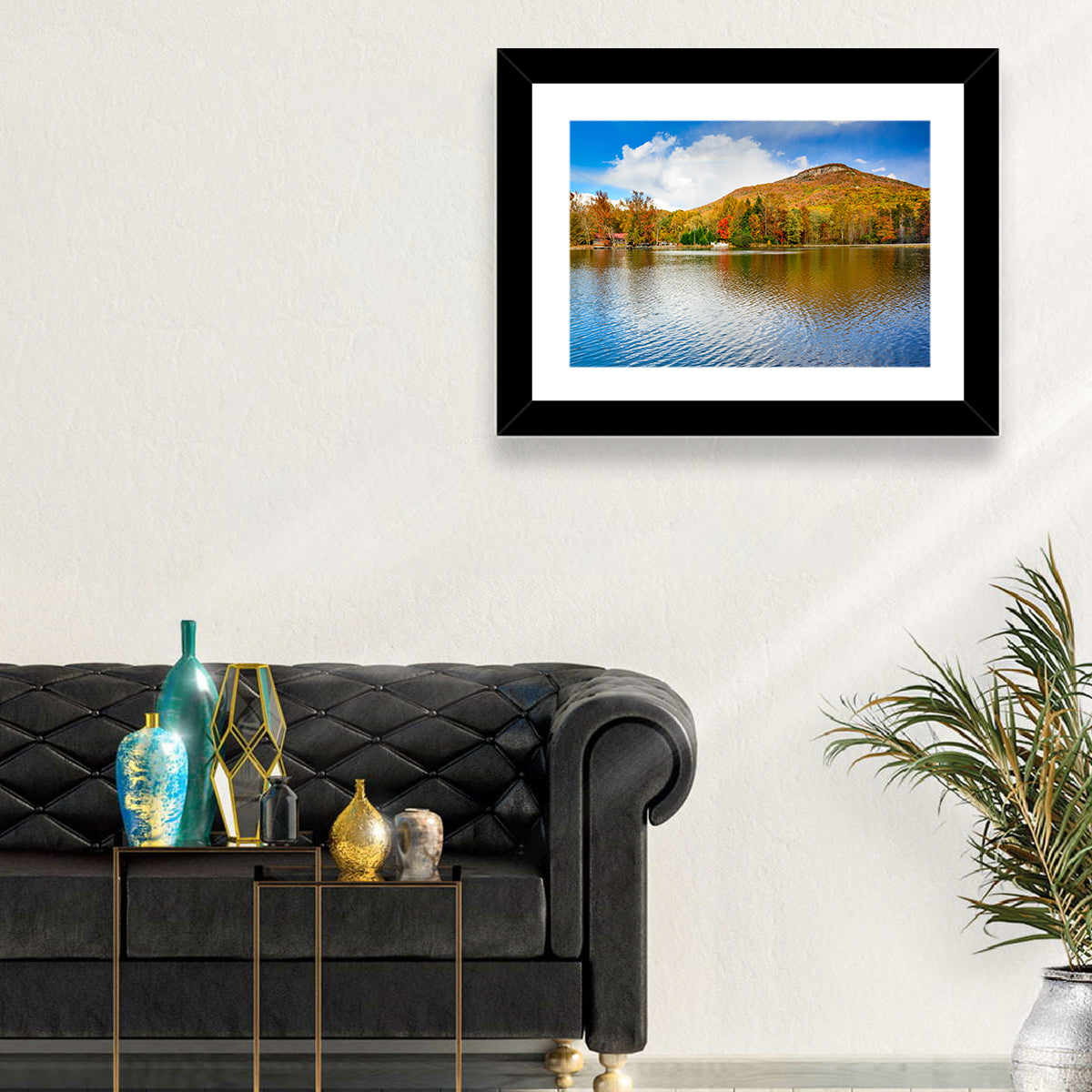 Yonah Mountain Lake View Wall Art in a room, landscape