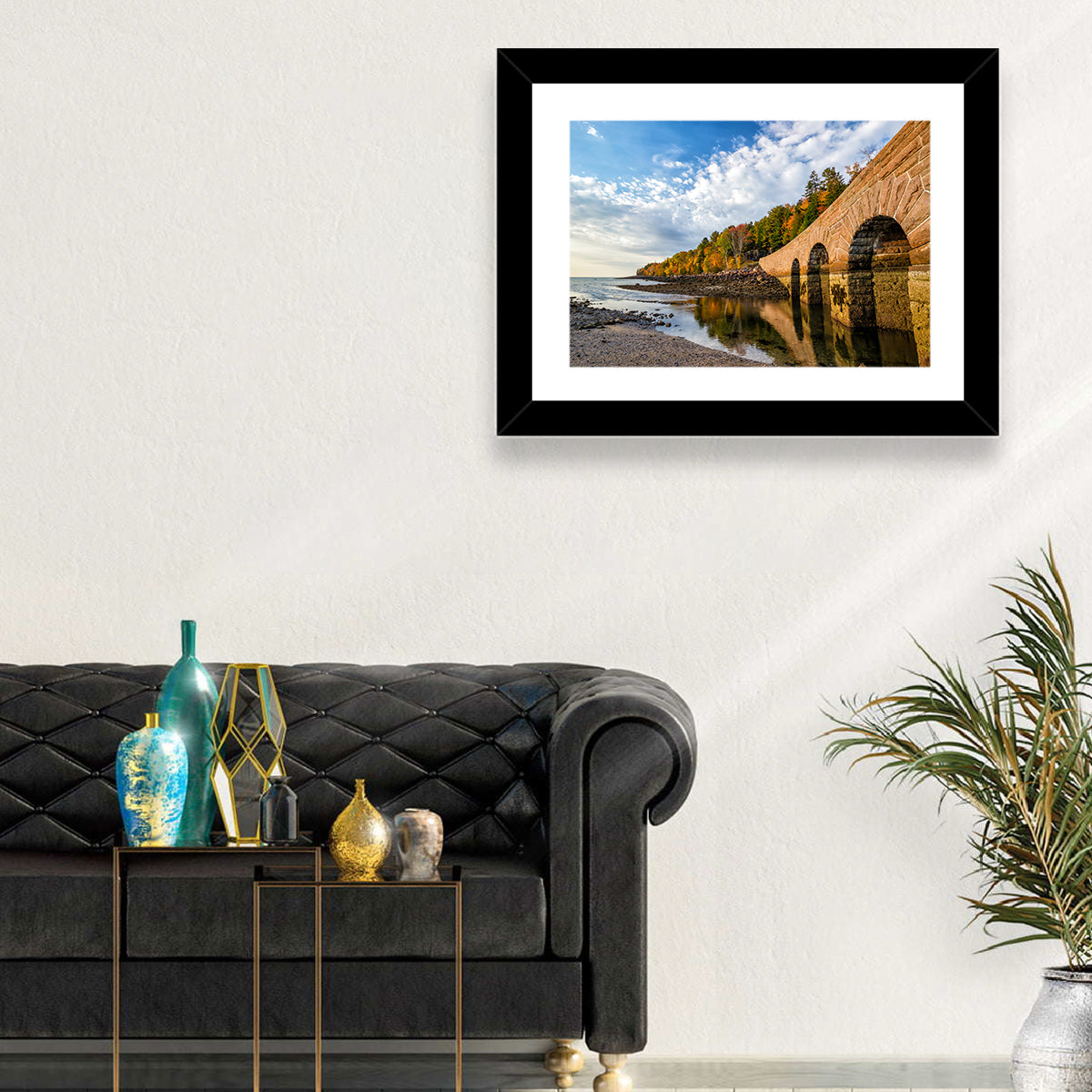 Ells Pier Stone Bridge Wall Art in a room, landscape