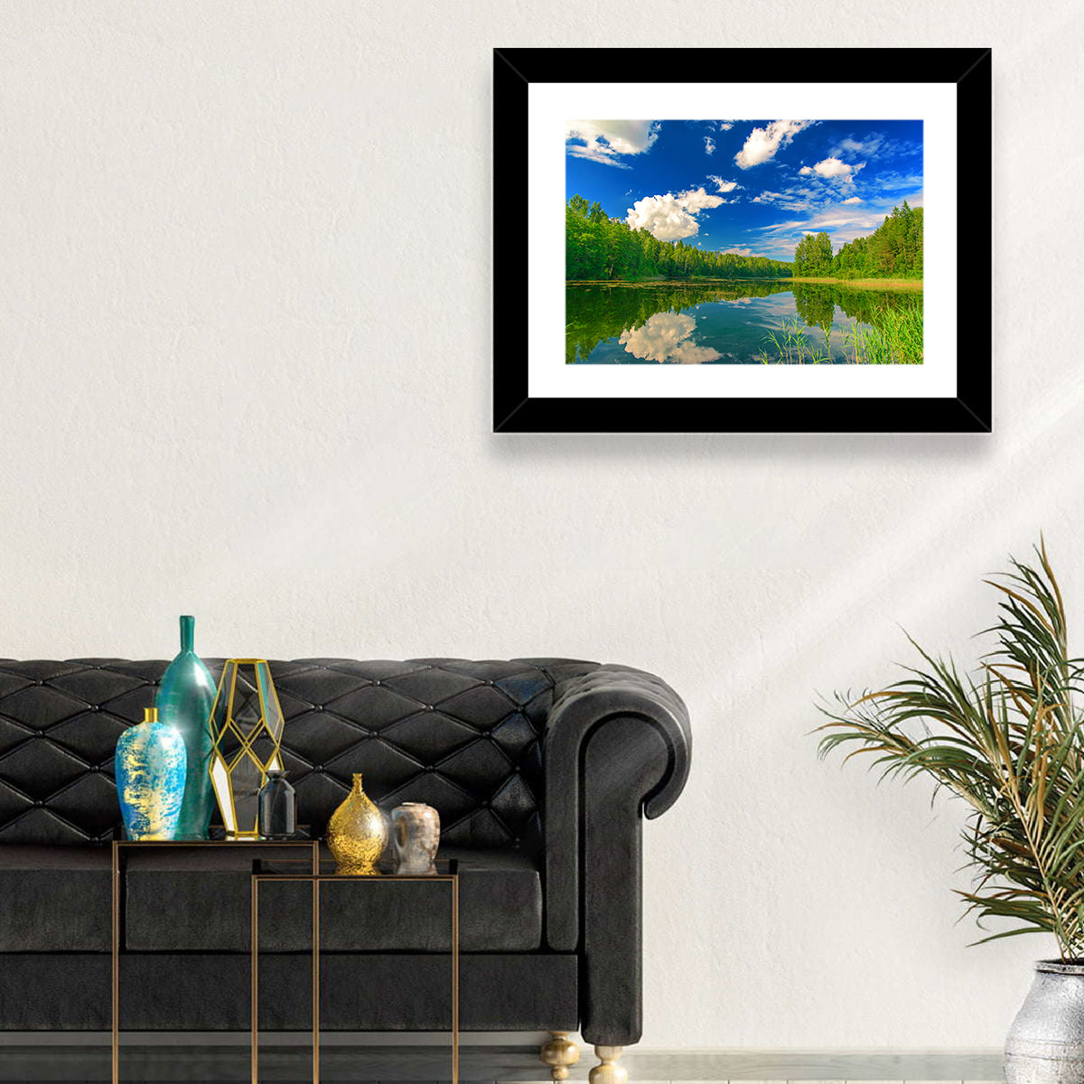 Kurtna Lake Reflection Wall Art in a room, landscape