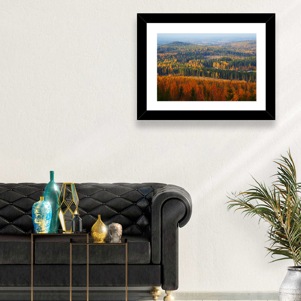 Finnish Autumn Landscape with Red-roofed House Wall Art