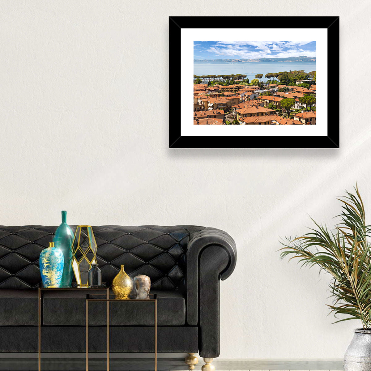 Bolsena Lakeside Vista Wall Art in a room, landscape