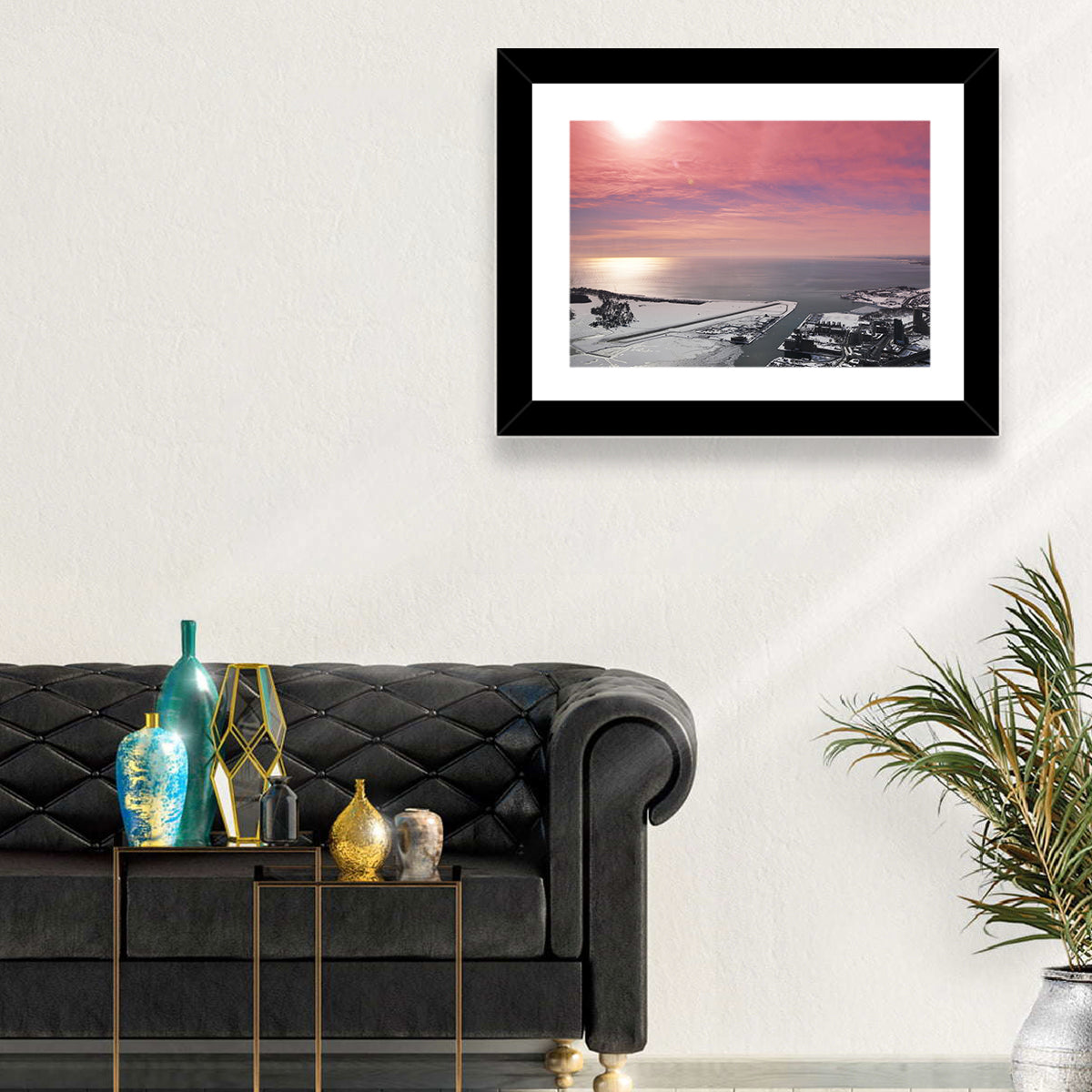 Lake Ontario Winter Skyline Wall Art in a room, landscape