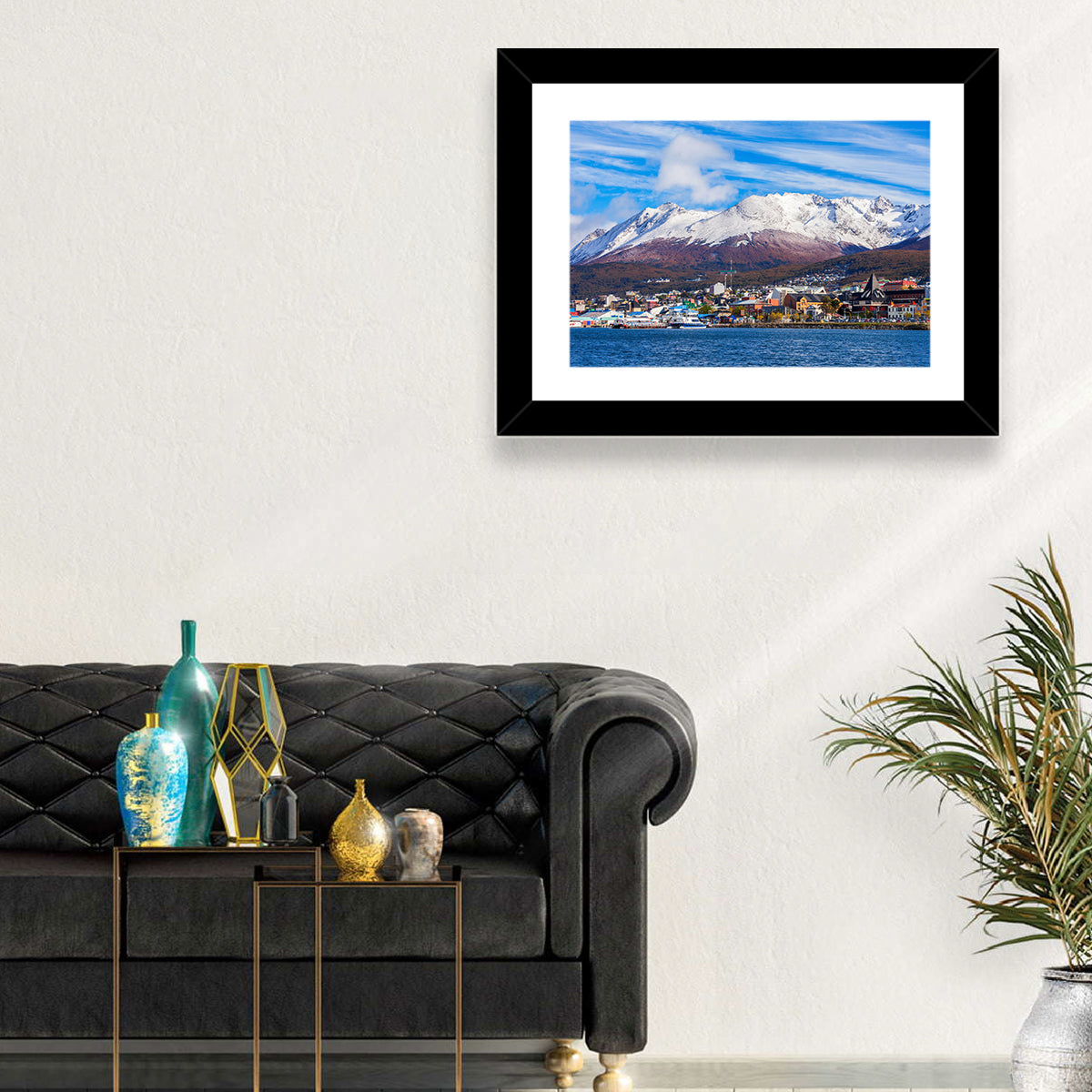 Ushuaia Harbor View Wall Art in a room, landscape