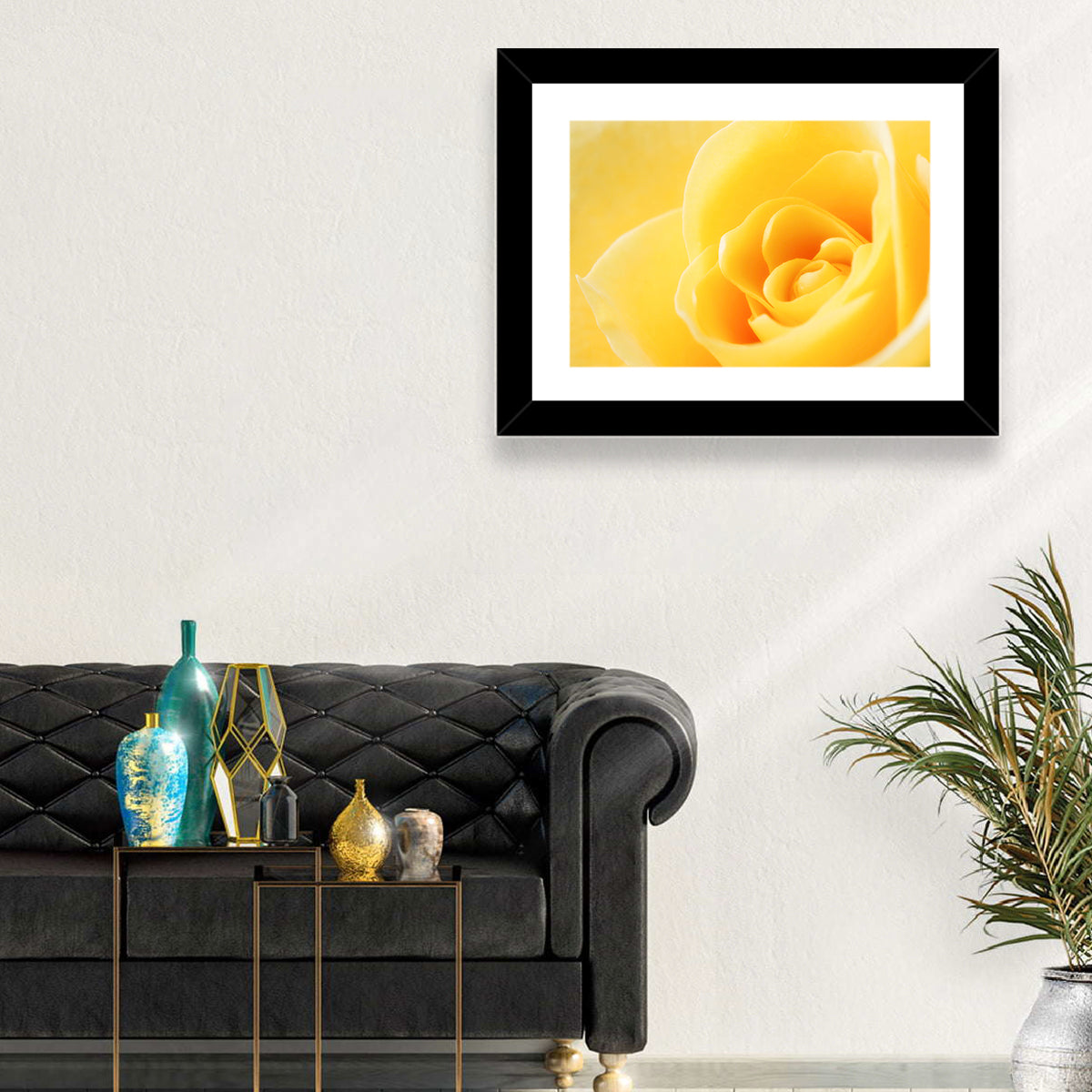 Soft-lit Yellow Rose Close-up Wall Art