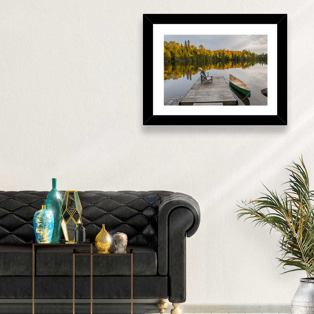 Ontario Autumn Lake Dock Wall Art