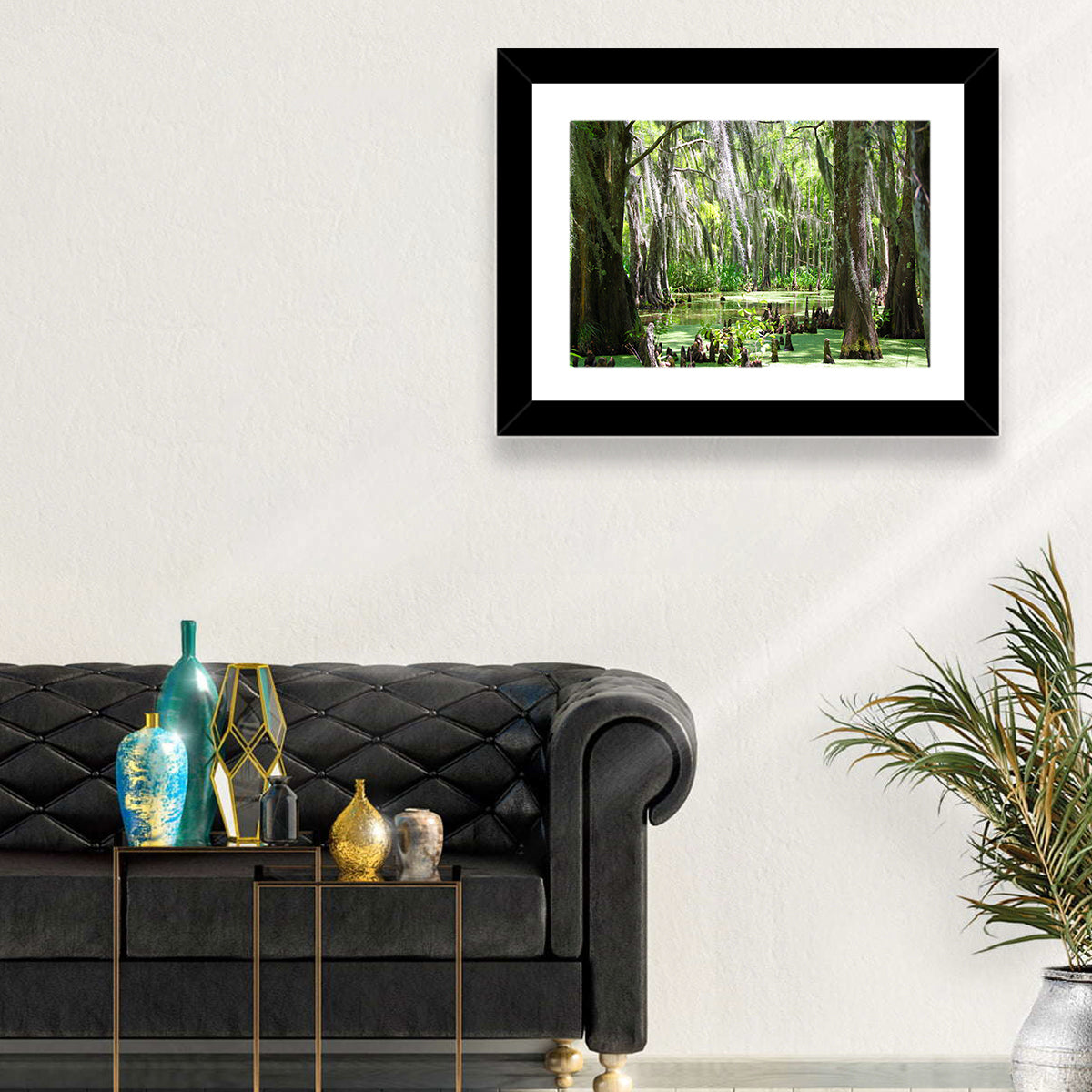 Louisiana Cypress Swamp Wall Art in a room, landscape